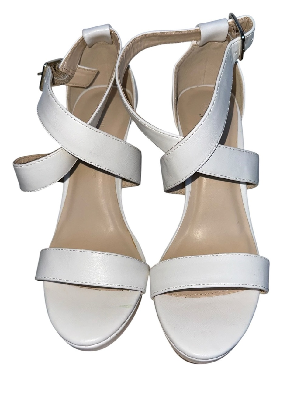 Women’s White Strappy Ankle Buckle Sandal Stiletto Size:6